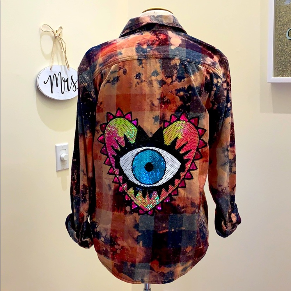 Custom bleached flannel shirt